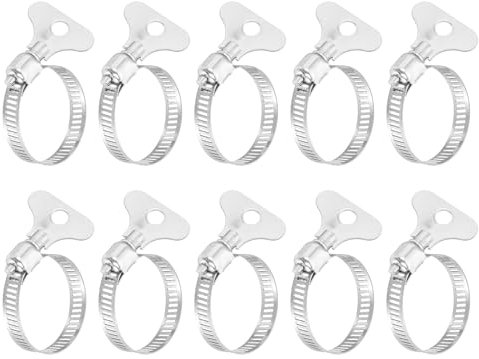 sourcing map 15Pcs Stainless Steel Hose Clamps Worm Gear Hose Clamp, 18-32mm(11/16 to 1-1/4) Adjustable Thumb Screw Key Type Clamps Fuel Line Clamps 8mm Bandwidth for Plumbing, Automotive