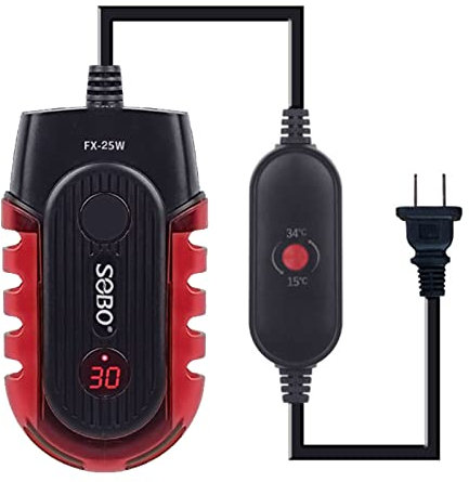 Glomora Aquarium-Heizung, schnelle Erwärmung, verhindert Trockenbrennen, Digitale Anzeige, Aquarium-Thermostat-Heizung für Fischschildkrötenbecken (FX-25W)