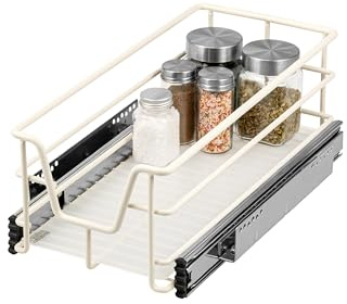 bremermann Teleskopschublade 30 cm mit Einlegeboden, Küchenschublade zum Nachrüsten, Vollauszug mit Teleskop-Schienen, Schrankauszug ideal für Küche, Bad & Schlafzimmer, aus Metall, gr (Cremeweiß)
