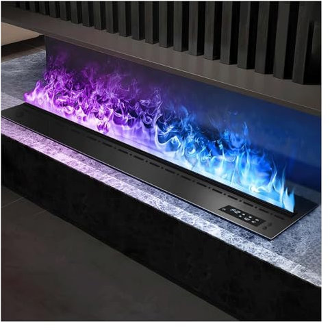 BGFYUSF Chimenea eléctrica empotrada Chimenea 3D con Control Remoto， protección contra sobrecalentamiento con Llama Ajustable de 7 Colores Chimenea eléctrica， Chimenea，L 120cm