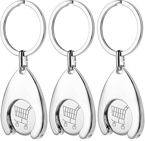 DXPETA 3 Pieces Aluminium Trolley Token Keyrings, Shopping Trolley Tokens, Trolley Coin, Mini Aluminium Alloy Key Ring Unlock Release Key