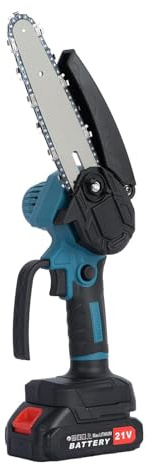 qorkhogr Mini motosega senza fili con 2 batterie, mini motosega elettrica da 15,2 cm con blocco di sicurezza, piccola motosega portatile per tagliare alberi, motosega senza fili con batteria e