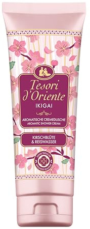 Tesori d'Oriente Crème de douche « Ikigai » - Gel douche aromatique à la fleur de cerisier et à l'eau de riz - Crème de douche pour soin du corps et des sens - 250 ml