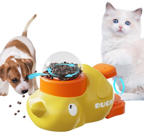 Dwafill Interaktive Futterspender, Hundespielzeug Intelligenz, Slow Feeder Katze, Slow Feeder Katze (Gelbe Ente)