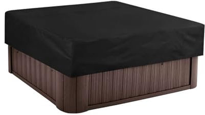 Cubierta Cuadrada para Jacuzzi/SPA Exterior - Impermeable 210D Oxford, Anti-UV Y Antipolvo - Resistente A Nieve/Viento con Cordón Ajustable (Negro,200x150x20cm)