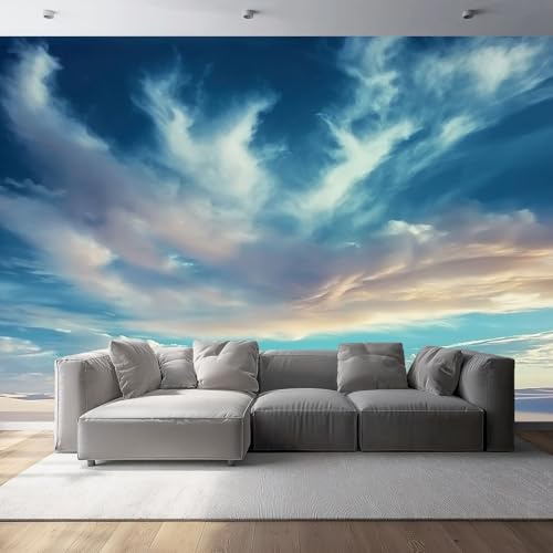 Papier Peint 200 x 140 cm Papier Peint Intissé Nature Ciel Nuages Papiers Peints Panoramique Pour Salon Chambre Chambre D'Enfant Décoration Couleur imprimé Mural