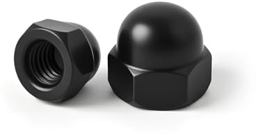 3/8''-16 (20 Pack) Hex Head Acorn Cap Nuts, Black Oxide 304 Stainless Steel 18-8 Hexagon Head Acorn Dome Cap Nuts, Hex Drive