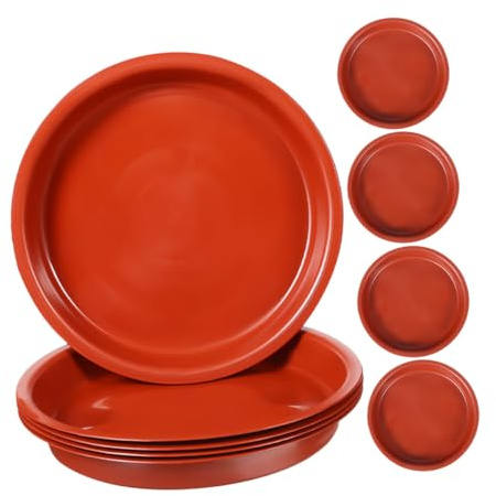 UKCOCO Soucoupes pour Plantes Rondes en Plastique Rouge, Lot de 20, Plateau Récupérateur d'eau pour Pots De Fleurs, Intérieur Et Extérieur, Bac à Eau Plat Anti-Fuite, Soucoupes pour Bonsaï