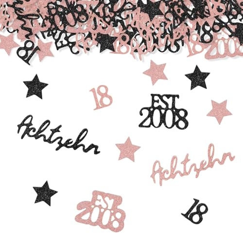 Konfetti 18 Geburtstags Tischdeko,Streudeko 18 Geburtstag Rosegold | 150 Stück StreudekoKonfetti Tischdeko 18 Geburtstage,streudekos konfetti mit Glitzer, streudeko Geburtstages 18 Jahre Mädchen