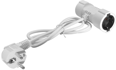 Strhowill Europäischer Schuko 1-auf-2 Steckdosen-Verteilerkabel | T-förmiges Verlängerungskabel, 1-auf-2 Stromkabel mit Euro Stecker auf 2X Schuko-Dosen Y-Verteiler (150, Zentimeter)