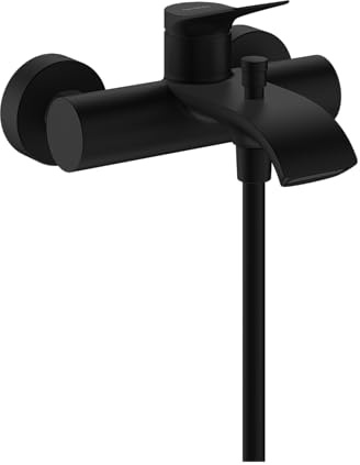 hansgrohe Vivenis Original - Badewannenarmatur Aufputz für 2 Verbraucher, Mischbatterie Badewanne mit Auslauf Länge 19,7 cm, Einhebelmischer Wanne, Mattschwarz, 75423670