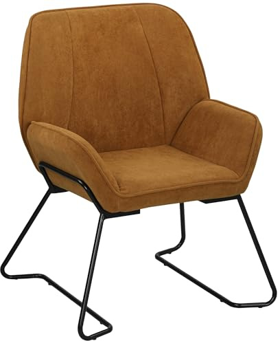 HOMCOM Butaca de Salón Moderna Sillón Lectura con Asiento Ancho de 46 cm y Acolchado Tapizado en Terciopelo Patas de Metal Silla Tocador para Salón Sala de Estar Dormitorio Marrón
