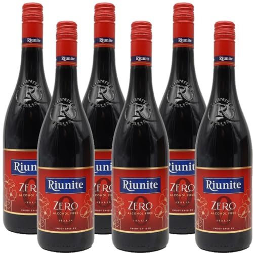 Vino Rosso Zero Alcohol Free | Riunite | da Uve Lambrusco Emiliano | 6 Bottiglie 75 cl | Dealcolizzato | Tappo a Vite