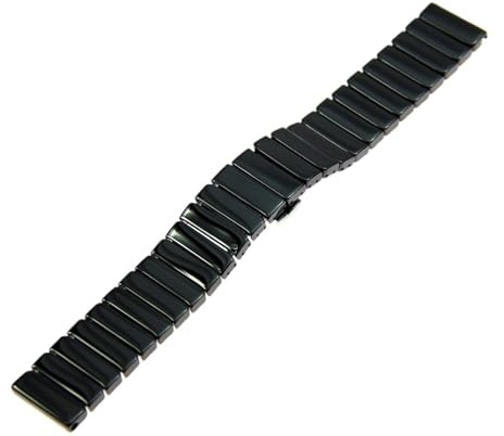 Keramiskt klockband med snabbkoppling Svart Vit Universalrem for män kvinnor 16 mm 18 mm 20 mm 22 mm(Black,16mm)