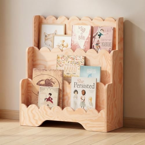 smartwood Montessori Libreria Bambini, Legno di Pino FSC, Naturale, LULU