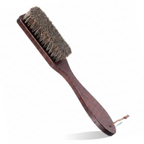 JIAC Cepillo Madera para Aplicar Betun Cepillos de Crin de Caballo para Zapatos de Cuero con Mango de Madera Cepillo Zapatos Ante para Fieltro,Trajes,Sofá,Pulir Zapatos,Limpieza de Cuero,Muebles