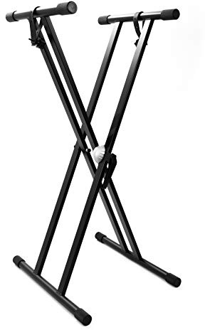 ffalstaff Supporto Stand Tastiera Pianoforte digitale doppio con ghiera in alluminio e sistema di chiusura a leva