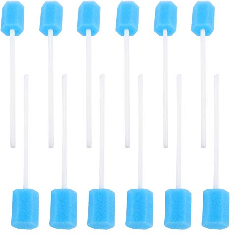 Supvox 100 Stück Mundpflegetupfer Wattestäbchen Einweg-Mundschwamm Mundhygiene Mundpflege (Blau)