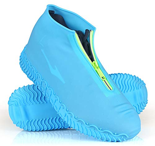 JUDA Cubierta del Zapato Impermeable, Funda de Silicona para Zapatos con Suela Antideslizante, Lavable Cubierta del Zapato Reutilizable Para Días de Lluvia y Nieve (XL (43-47), Azul)