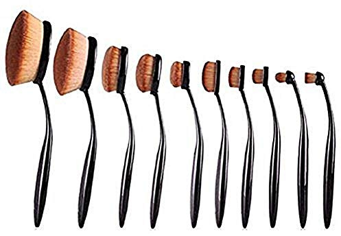 Ovales Make-up-Pinsel-Set in Zahnbürstenform, 10 Stück, Beauty-Kosmetik-Werkzeuge, Power-Make-up-Pinsel, oval, Creme-Puff-Pinsel