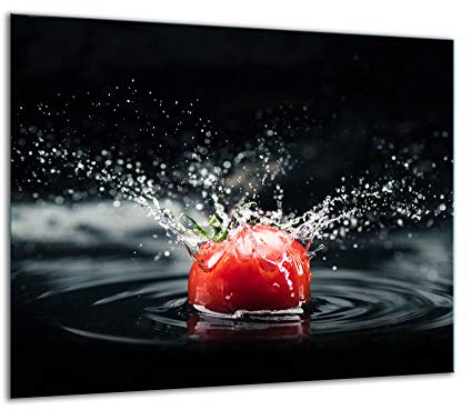 TMK | Placa protectora para vitrocerámica, 60 x 52 cm, de cristal, eléctrica, inducción, protección contra salpicaduras, placa de cristal, decoración para cortar tomate