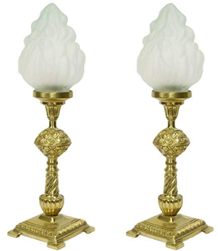 Casa Padrino Set di lampade da Tavolo barocche Oro/Bianco 14 x 14 x A. 48 cm - Lampade Eleganti in Stile Barocco - Luci Decorative barocche