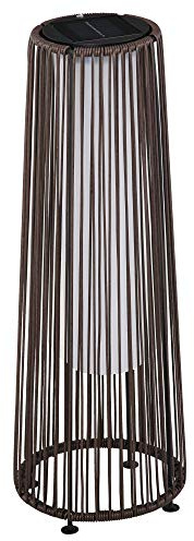Outsunny Garden Rattan Lamp, 61 cm Tall Solar Rattan Floor Lamp, Solar Garden Light with Auto On/Off LED Light, IP44 Waterproof for Outdoor, Porch, Pathway, Terrace, Brown