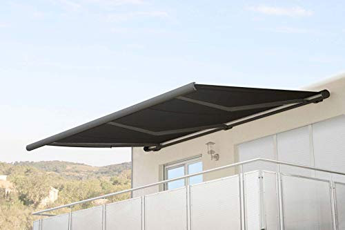 Mendler Elektrische Kassettenmarkise HWC-H27, Markise Vollkassette 6x3m - Polyester anthrazit, Rahmen grau