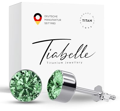 TIABELLE – Ohrstecker RISE aus Titan mit funkelnden Swarovski® Zirconias – Ohrringe für Damen – allergenfrei & hautverträglich – Handmade in Germany