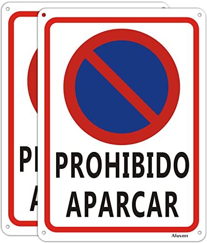Señal Prohibido Aparcar 30x20 cm Cartel Prohibido aparcar estacionar Letrero de metal de Aluminio impermeable resistente a la decoloración Interior-Exterior 2 piezas