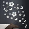 28 Stück Wandtattoo Acryl Blumen Schmetterlinge 3D Spiegel Wandaufkleber Wanddeko Silber Wand Aufkleber für Wohnzimmer Schlafzimmer Badezimmer Büro