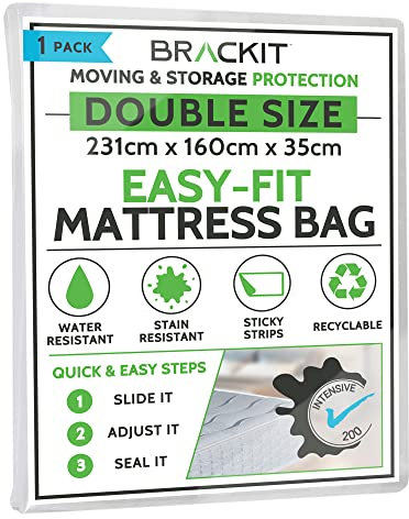 Double Size - Mattress Bag For Moving, Transport, And Storage - Self-Adhesive - Waterproof - Easy-Fit - Mattress Cover, And Protector, For Moving, Transport, And Storage