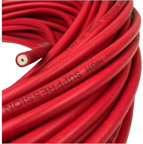 ACC Parts Cavo Candela Accensione HT 8mm (2 Metri, Rosso) – Filo di Accensione in Silicone con Anima a Spirale – Standard ISO3808 – Soppressione Interferenze Superiore per Auto Classiche e Moderne