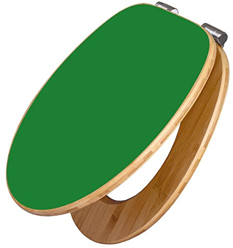 banjado Design WC Sitz Bambus Absenkautomatik 45,8x37,5cm / Toilettendeckel mit Absenkautomatik Holz/hochwertiger Bambus Klodeckel/WC-Sitz für gängigen Toiletten/Farbe Grün