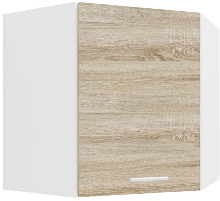 VCM Eckschrank Küchenschrank Hängeschrank Küche Küchenmöbel Esilo Weiß/Sonoma-Eiche