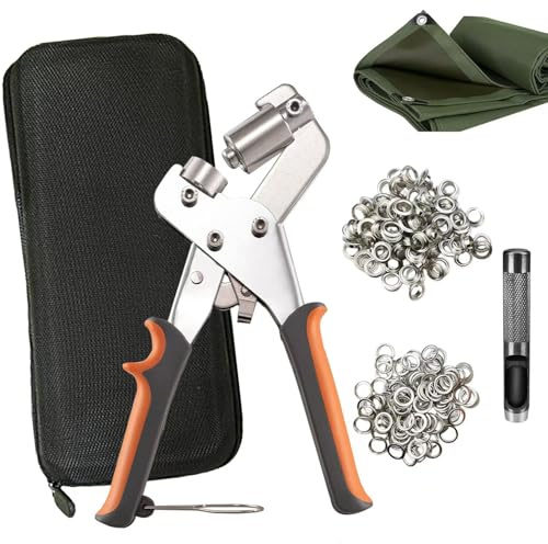 Grommet Tool Kit – 500pcs 3/8 Inch Grommets, Grommet Punch Set & Eyelet Kit for Fabric, Canvas, Tarpaulin & More – Easy-to-Use Grommet Punch Kit with Press Plier – Perfect for DIY Projects & Repairs
