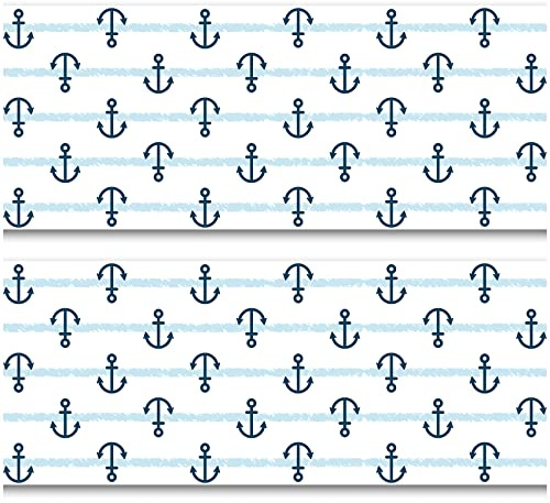 Bordüre 15cm x 200cm für Kinderzimmer Babyzimmer Dekor Aufkleber Wandbordüre selbstklebend Wandtattoo für Kinder Mädchen Junge Y033 (Maritim)
