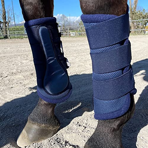 Horses Mesh Boots Set 4 Stück Blau COB Reitschutz Set für Pferde, weich und strapazierfähig, maximaler Schutz vor Trauma und Flickwunden