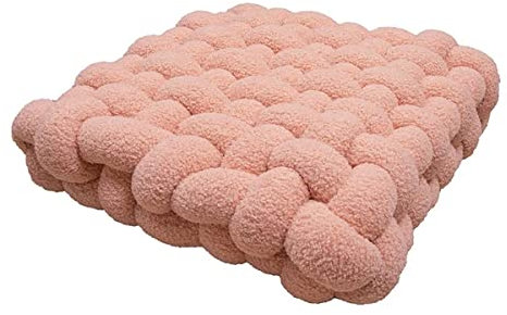 Kissen Deko Kuschelkissen Plüsch-Knoten-Ball-Kissen Geknotetes Kissen Knot Kopfkissen Dekokissen flauschig Zierkissen geflochten für Sofa, Bett, dekorativ,Pink, 40×40×12CM