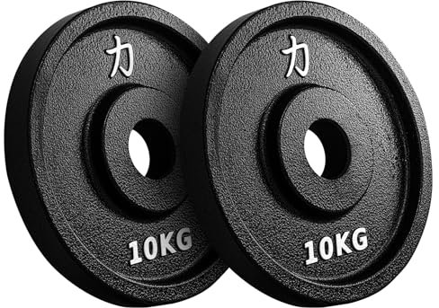 Strength Shop Hantelscheiben 50mm Loch-Ø, 2x 10 KG, Hantelscheiben Gusseisen mit Griffkante, Robuste Gewichtsscheiben mit sehr hoher Gewichtsgenauigkeit, ideal für Langhantel, SZ- Stange & Co.