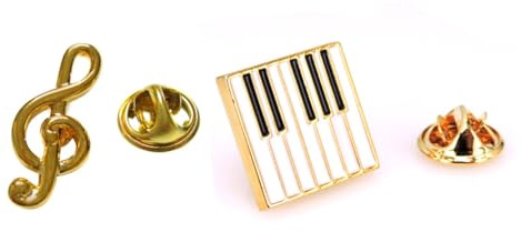 Doppel-Pack Klavier Keyboard Anstecker Notenschlüssel Brosche Keyboard Brosche Musik Anstecker Anstecknadel Gold