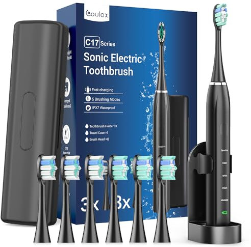 Electric Toothbrush - Sonic Electric Toothbrushes with 6 Brush Heads, Travel Toothbrushes Fast Charge 3 Hours Last 60 Days, Sonic Toothbrush for Adults and Kids