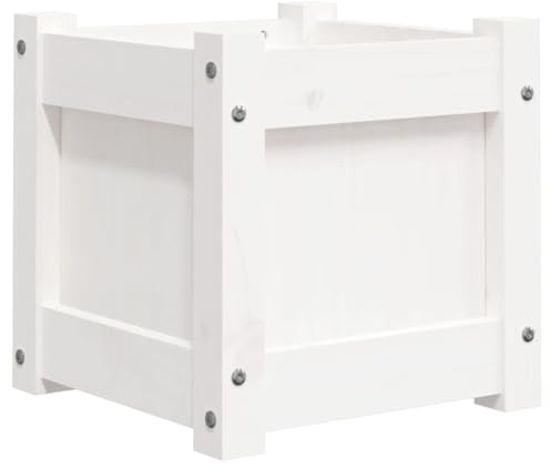 vidaXL Jardinière Blanc 31x31x31 cm Bois de pin Massif