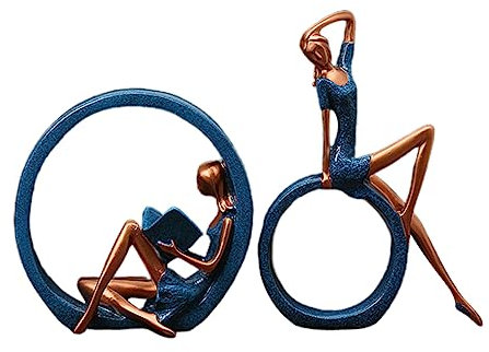 MAGICLULU 1 Paar Mädchenfigur Heim Yoga-Statue Lesemädchen-Desktop-Ornamente Tischdekoration Knödel-bambustablett Thanksgiving-mittelstücke Dekorationen Büro Schreibtisch