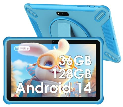 PIXPEAK Tablet para niños 10 Pulgadas, Android 14.0, 36GB RAM 128GB ROM (SD Expandible), Control Parental, Pantalla HD IPS, 5MP+2MP, WiFi, Bluetooth, Tablet Educativo (Azul)
