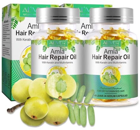 P-Beauty Bio Amlaöl Kapseln mit Keratin - 2x40 Kapseln für äußere Anwendung, Haaröl Haarwachstum - Kopfhautpflege, Haarpflege - gegen Haarausfall, festigt die Haarstruktur - Öl für strapaziertes Haar