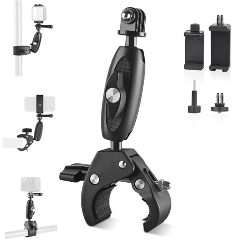 ShipeeKin Soporte para cámara de Motocicleta de 360°, Soporte para Manillar de Bicicleta, Accesorio para cámaras de acción Gopro Hero 13 12 11 10 9 Brazo mágico con rótulas Dobles