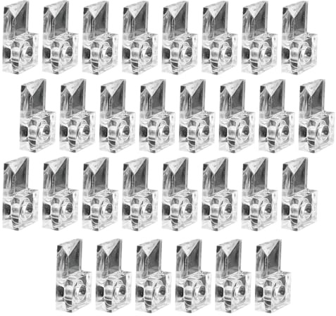 30 pièces de clips de retenue en verre, clips transparents en plastique pour le montage mural de miroirs en verre et portes d'armoires (4 mm)