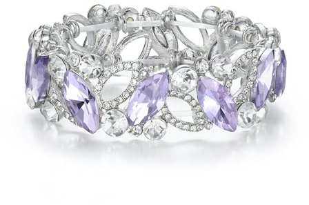 EVER FAITH Armband Hochzeit Braut Marquiseschliff Strass Kristall Elastisch Armreif für Damen Klar Silber-Ton
