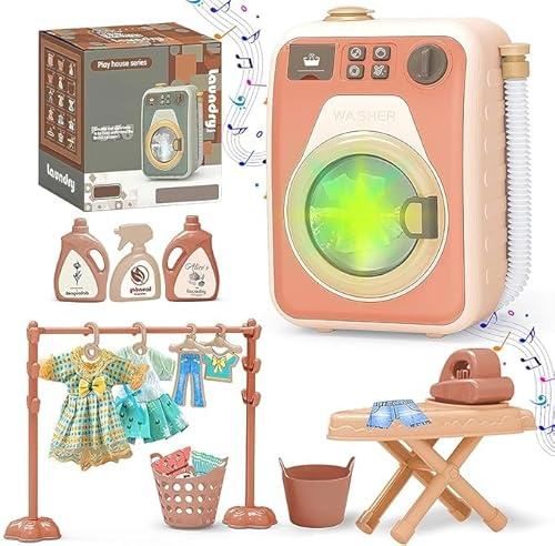 Xwin Sportseries 20PC Washing Machine Toy Set Kids Realistic Function Pretend Play Laundry Set with Working Lights, Sounds and Accessories Perfect for Learning Household Chores (First Edition)